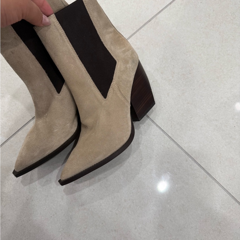 All Saints Tan and Black Ankle Boots